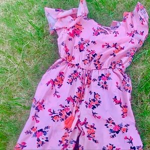 Pink floral romper
